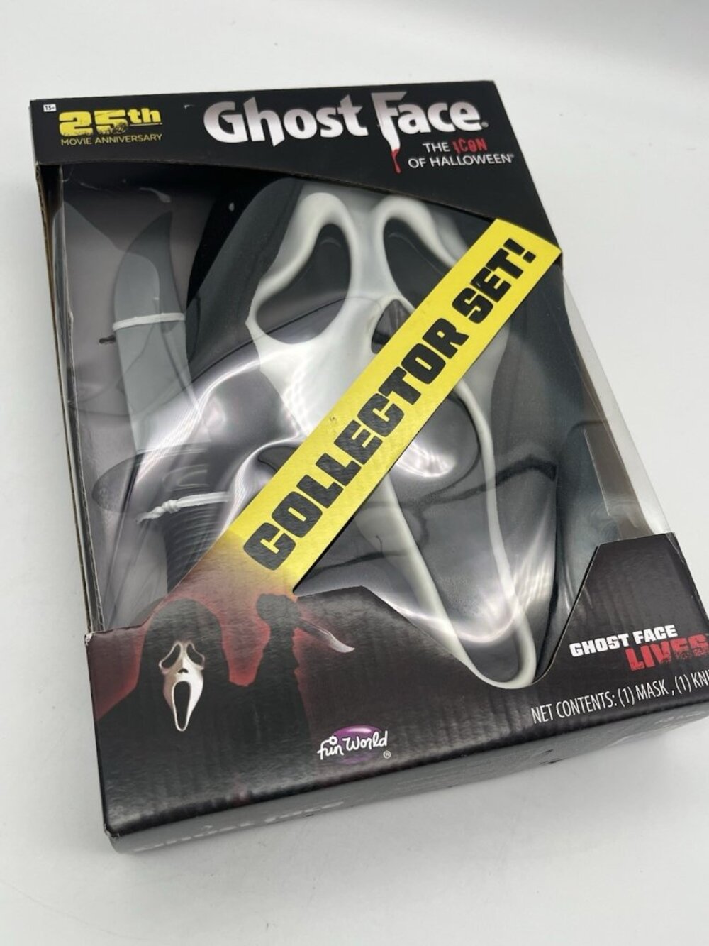 Fun World Ghost Face 25th Anniversary Mask and Knife NEW NIB Lives